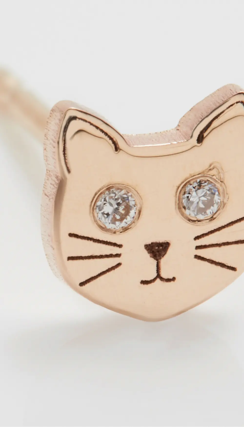 Zoe Chicco 14k Single Itty Bitty Cat with Diamond Eyes Stud Earring