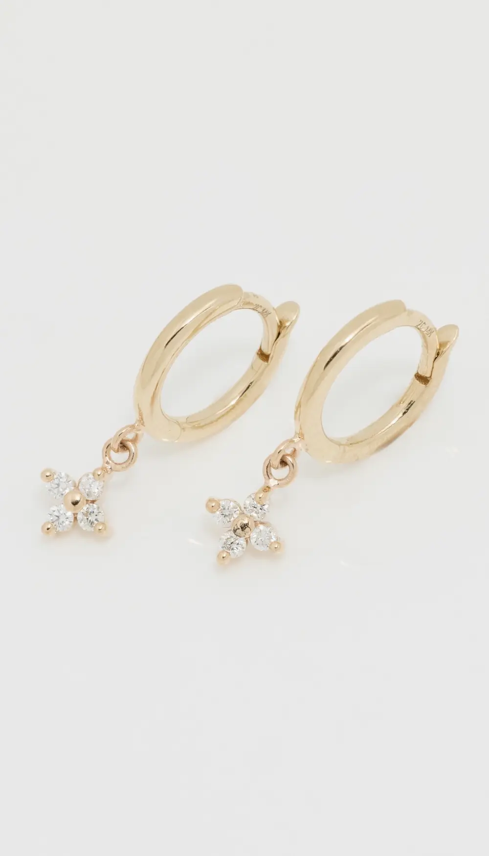 Zoe Chicco 14k Gold 10.5mm Hinged Huggie Hoops with Diamond Quads