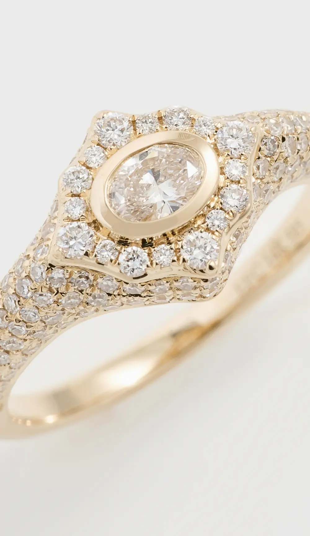 EF Collection 14k Oval Diamond Daphne Signet Ring