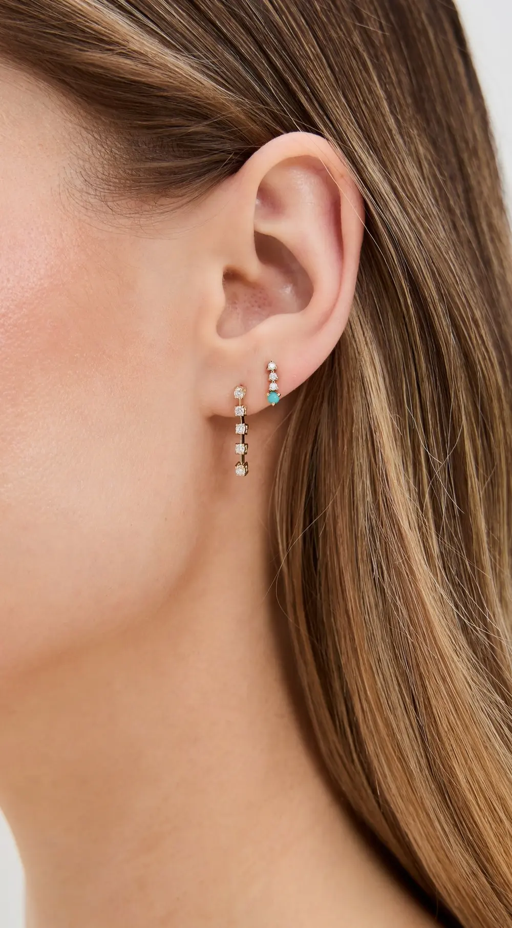 Zoe Chicco 14k Gold Prong Dash Tennis 5 Drop Diamond Earrings