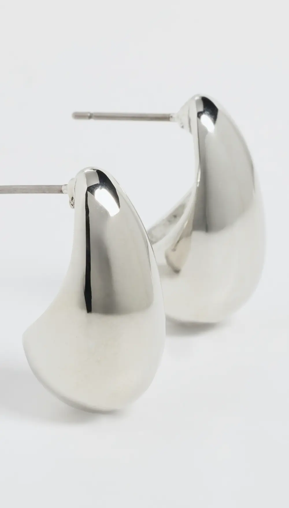 Kenneth Jay Lane Silver Tapered Hoop Pierced Earrings