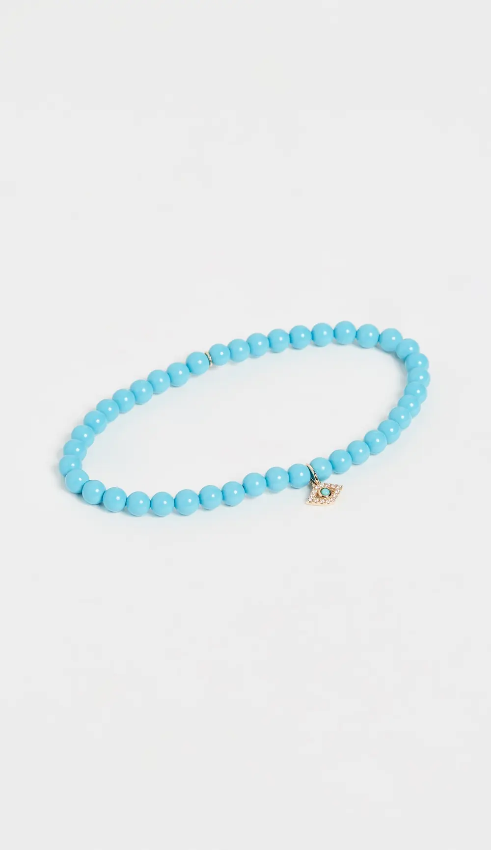 Sydney Evan 14k Gold Turquoise Beaded Evil Eye Charm Bracelet