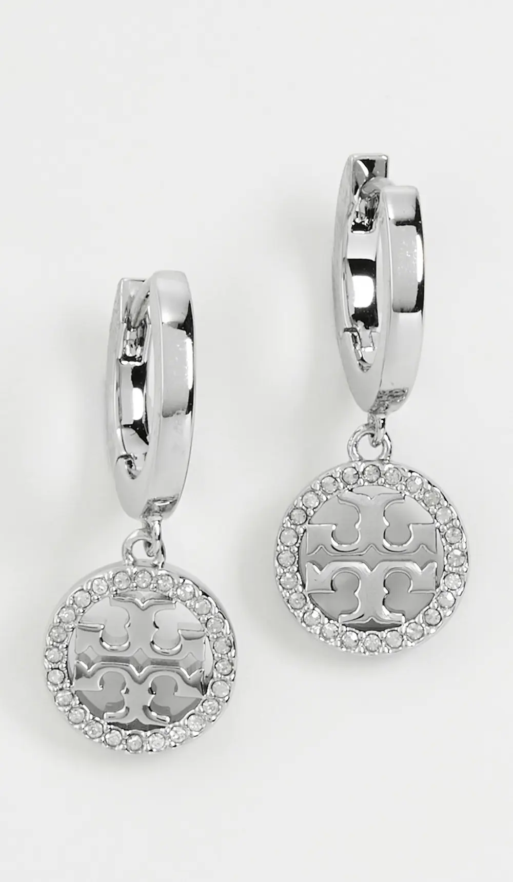 Tory Burch Icon Pavé Clip-On Hoop Earrings