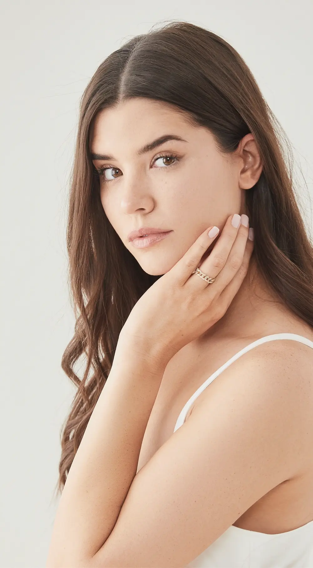 SHAY 18k Mini Pave Diamond Link Ring