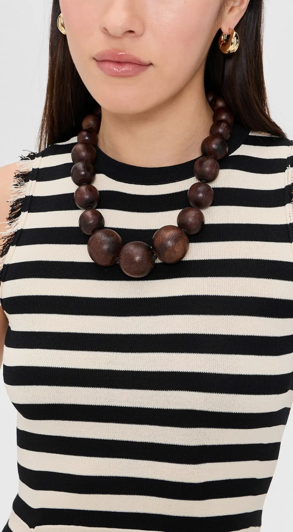 Kenneth Jay Lane Round Wood Ball Necklace