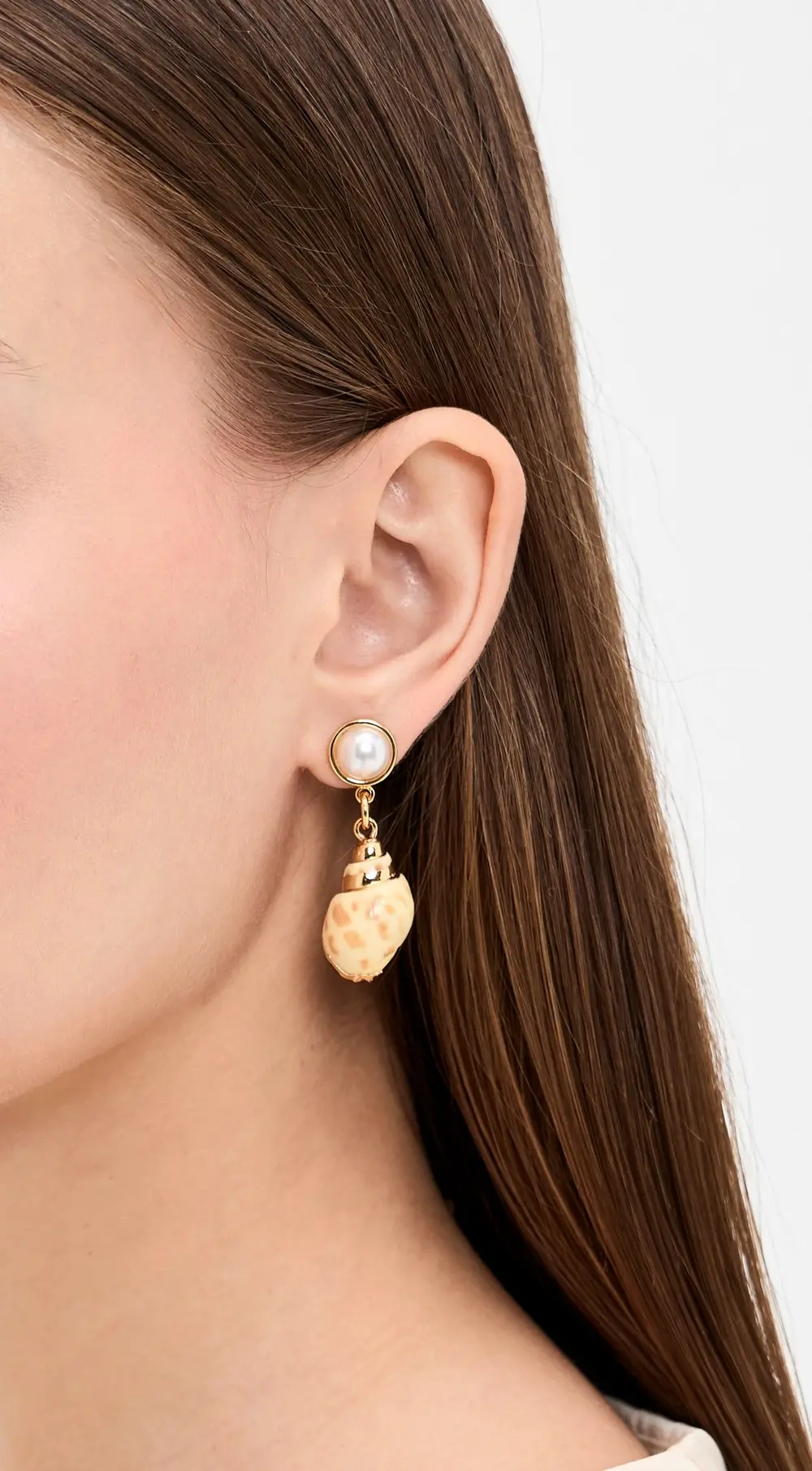 Kenneth Jay Lane Shell Drop Pierced Earrings