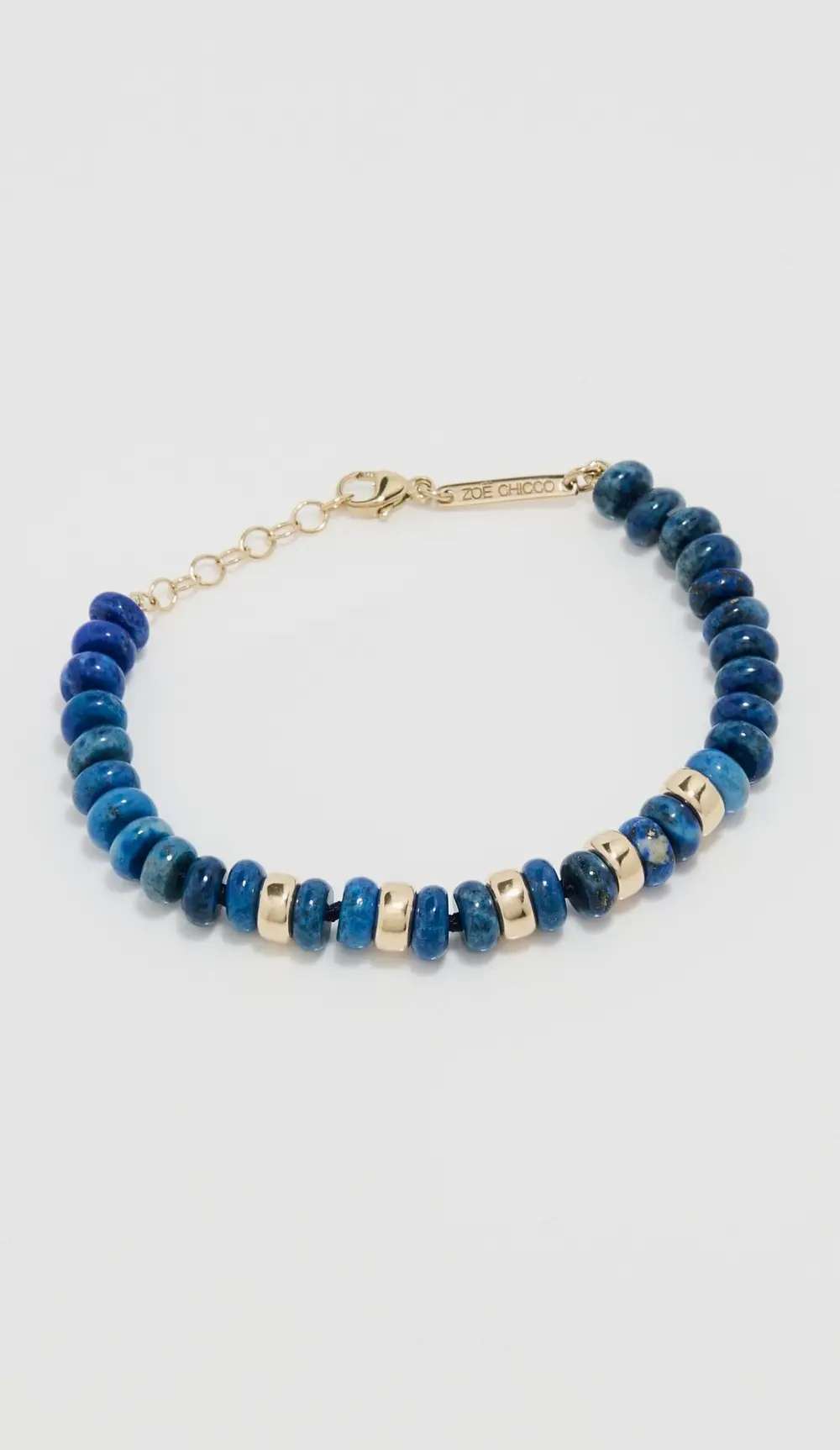 Zoe Chicco 14k Gold and 6mm Lapis Rondelle Beads Bracelet