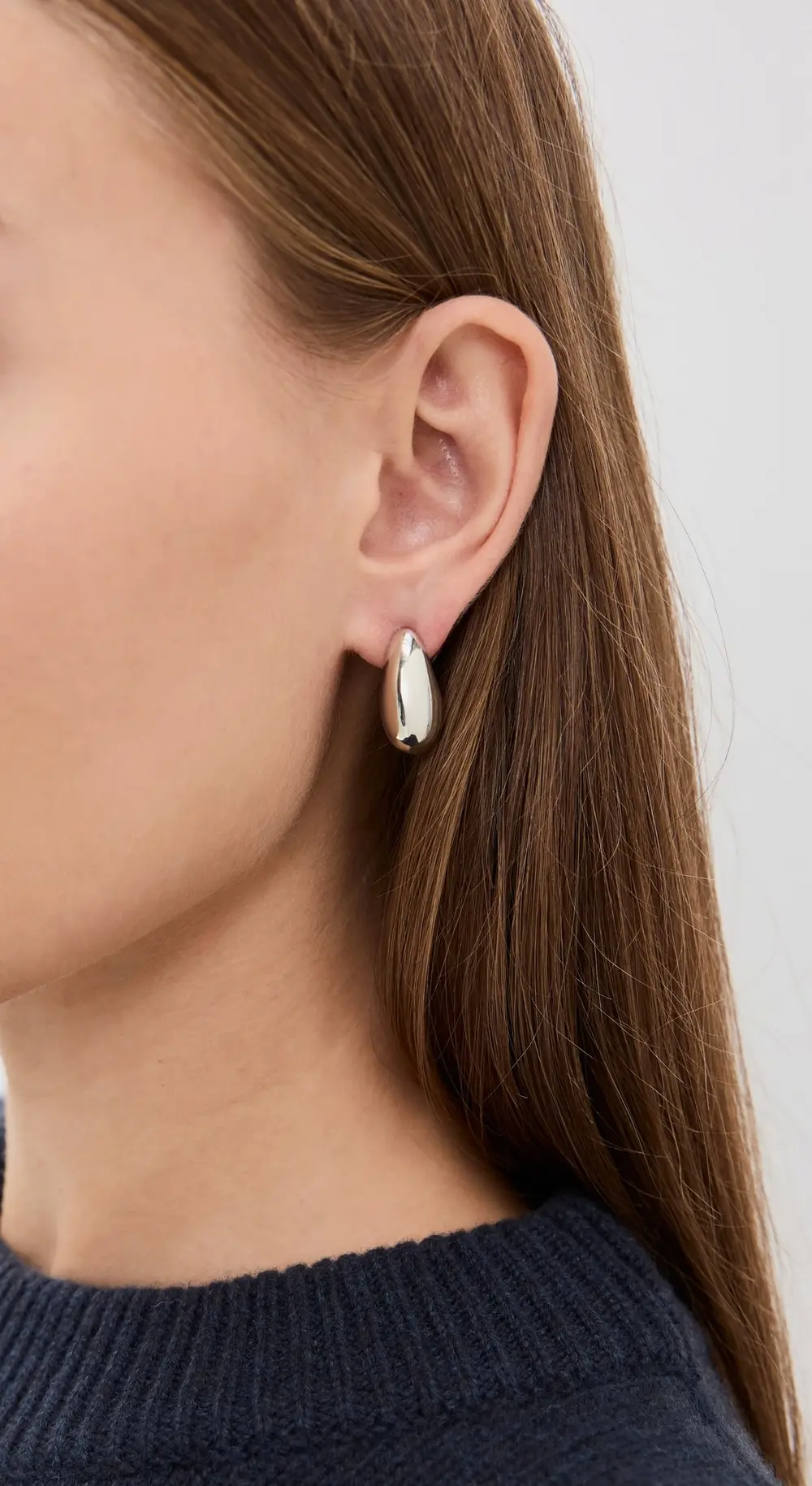 Kenneth Jay Lane Silver Tapered Hoop Pierced Earrings