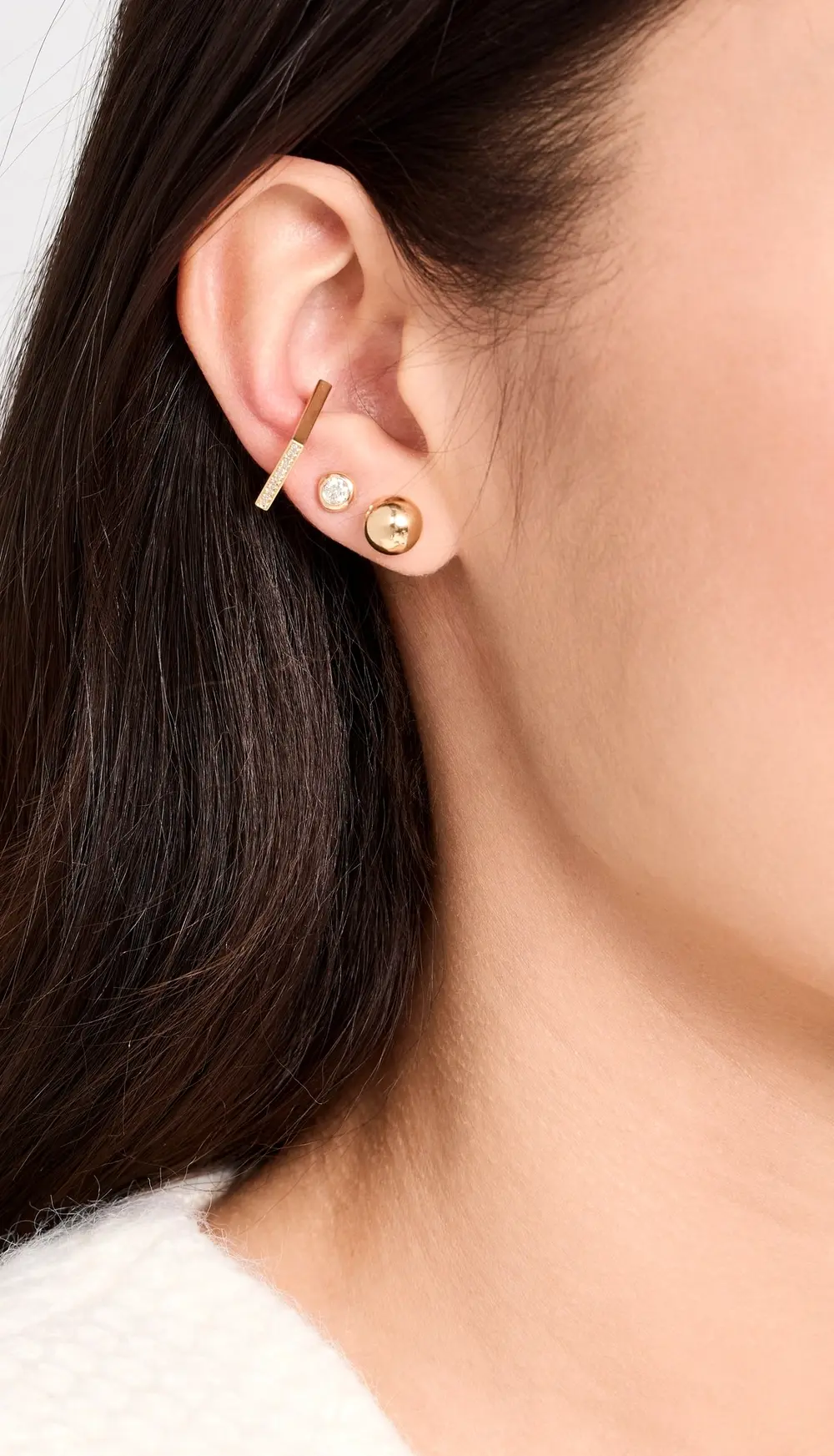 EF Collection Diamond Pillow Stud Earrings