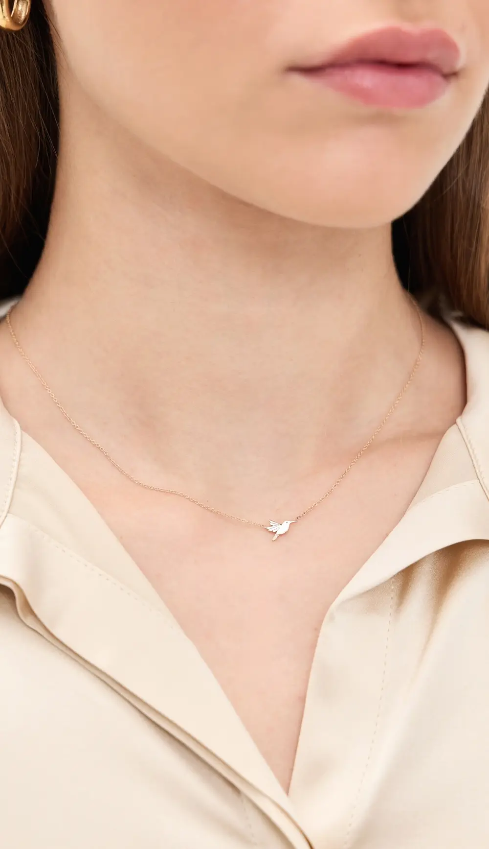 Zoe Chicco 14k Gold Midi Bitty Hummingbird Necklace