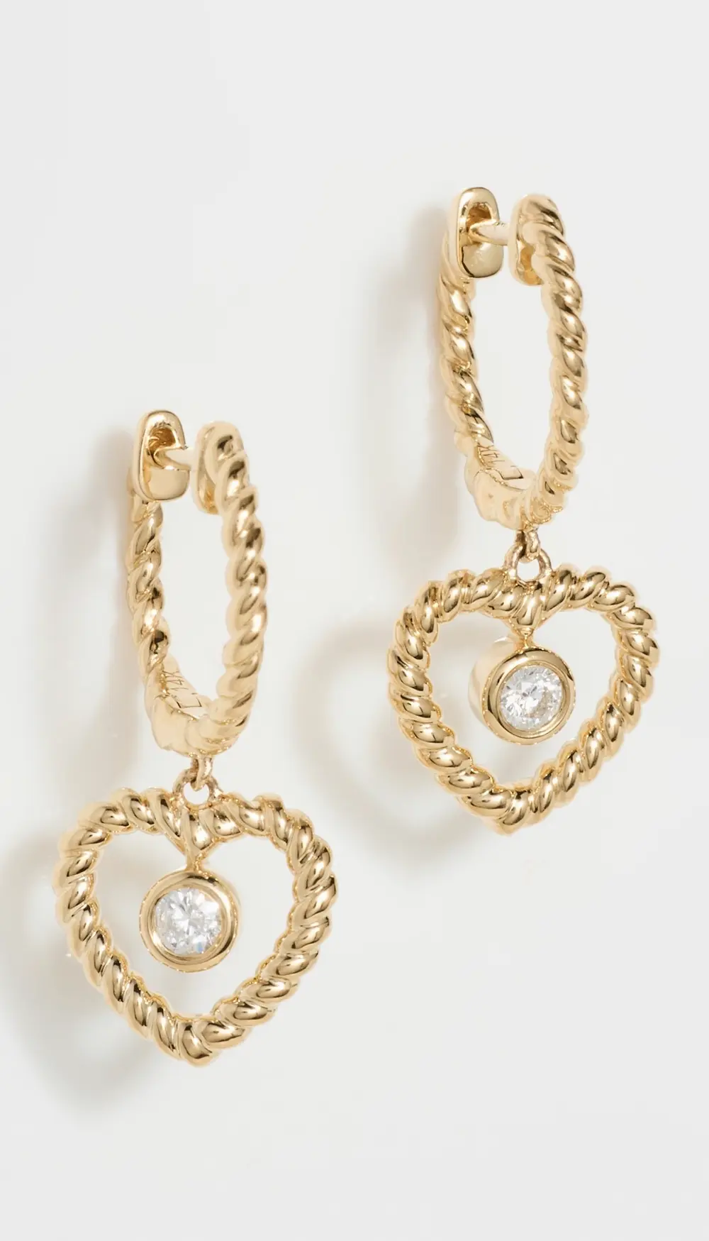 Ariel Gordon Jewelry 14k Twine Heart Diamond Huggies