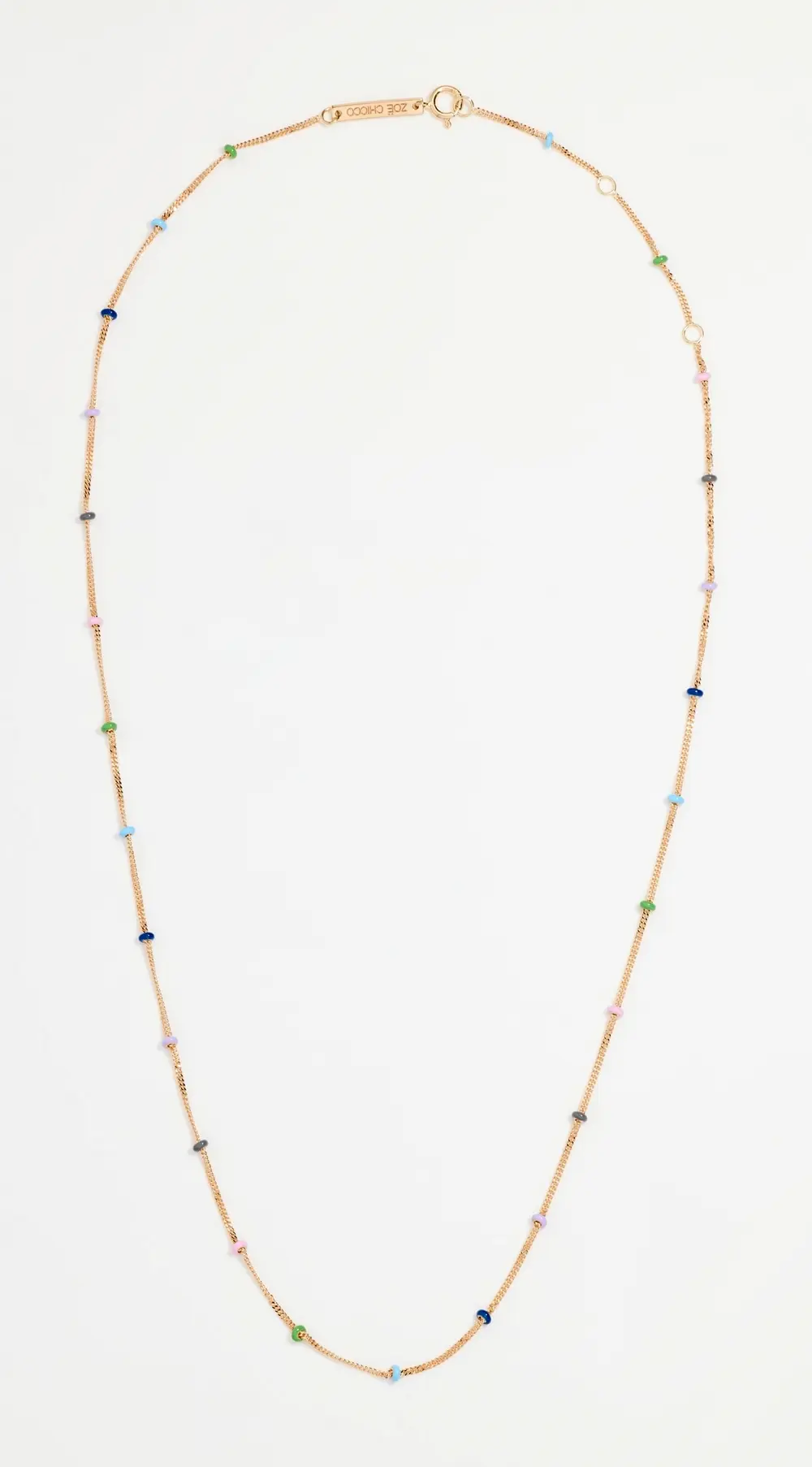 Zoe Chicco 14k Oval Mixed Color Enamel Curb Satellite Chain Necklace