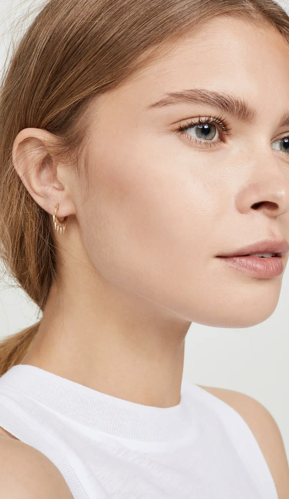 Sydney Evan 14k Gold Small Pave Fringe Huggies