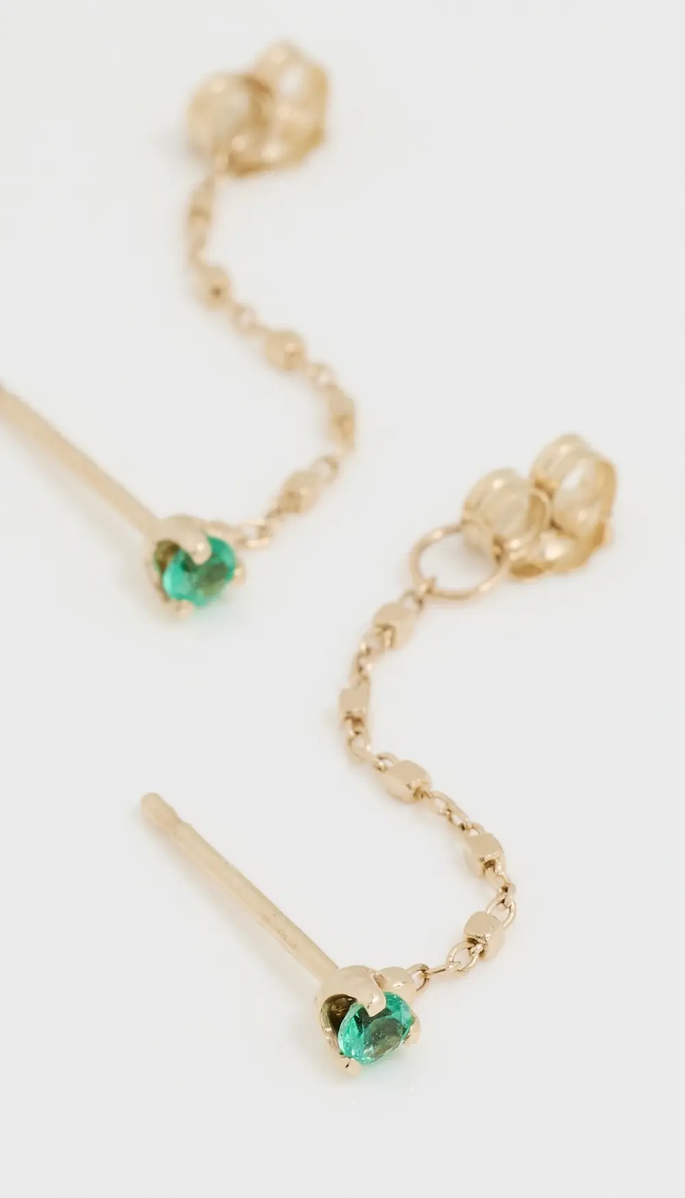 Zoe Chicco 14k Gold Emerald Square Bead Chain Huggie Earrings