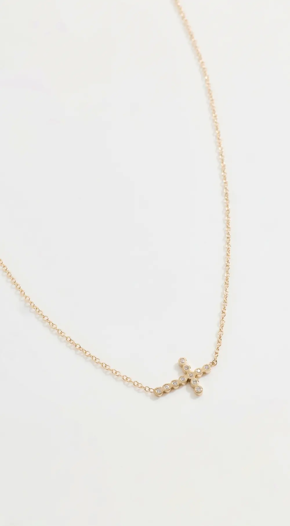 Zoe Chicco 14k Gold Bezel Diamond Cross Necklace