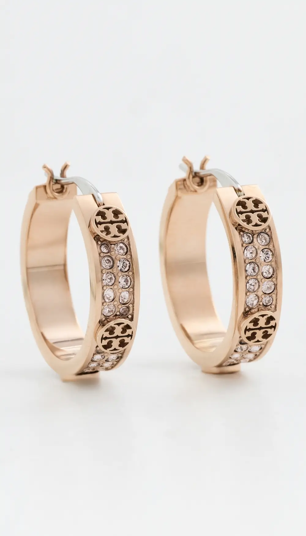 Tory Burch Small Icon Pave Hoop Earrings