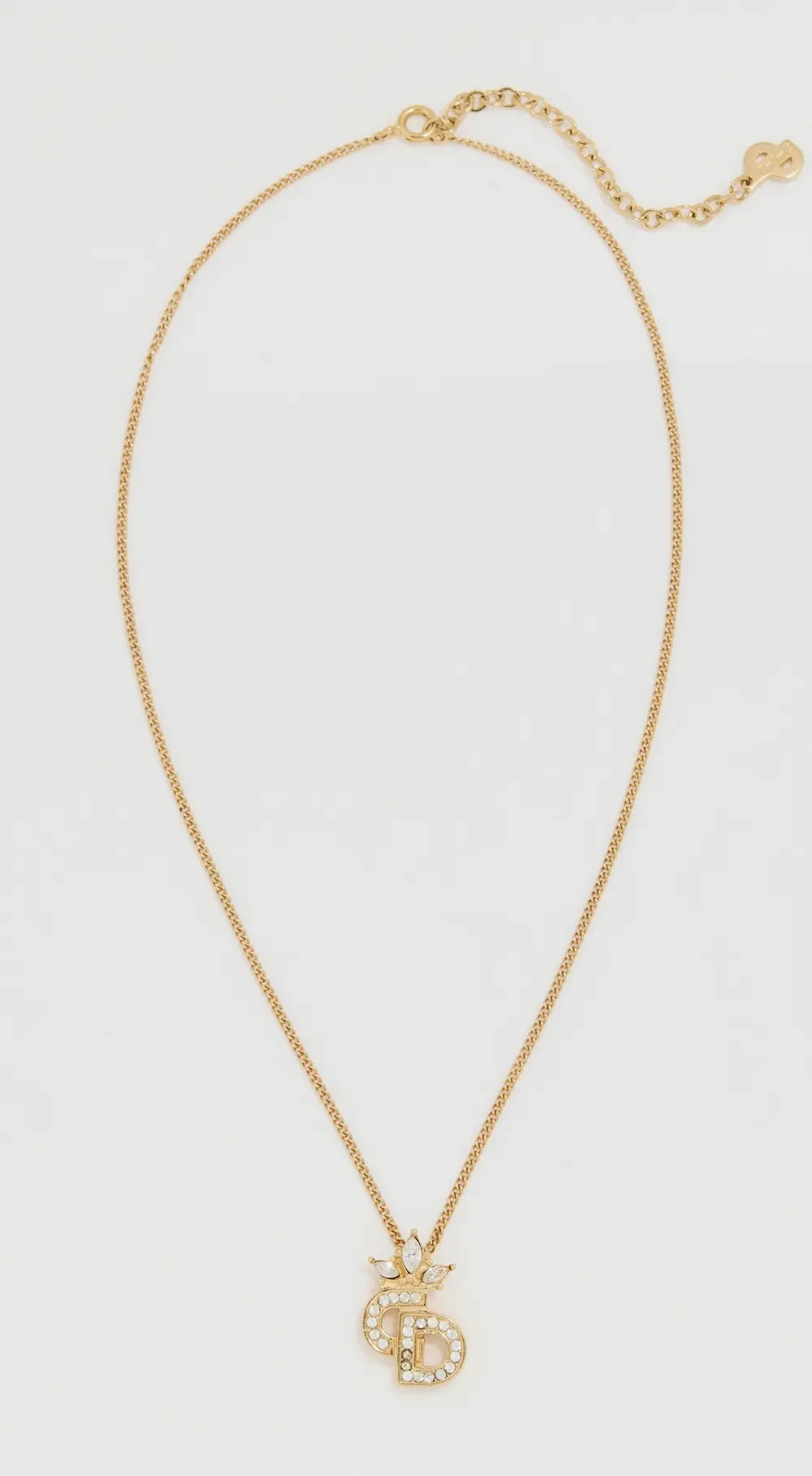 What Goes Around Comes Around Dior Gold Crystal CD Necklace