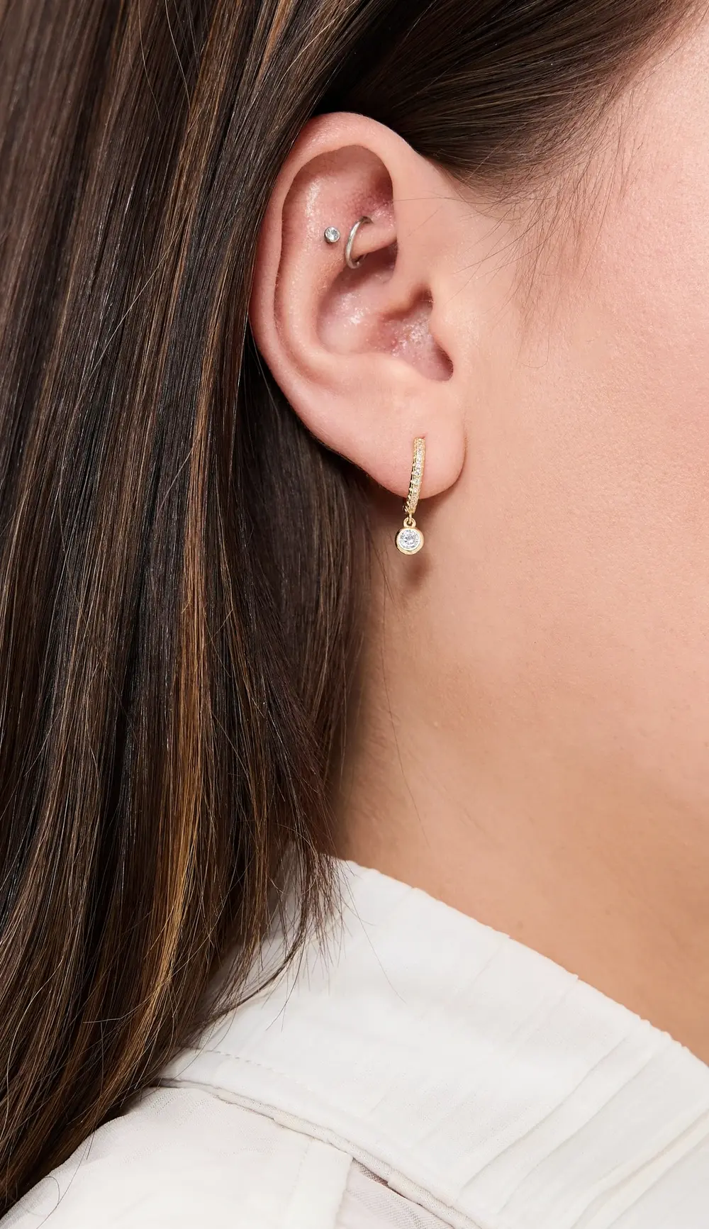 SHASHI Bezel Pave Huggies