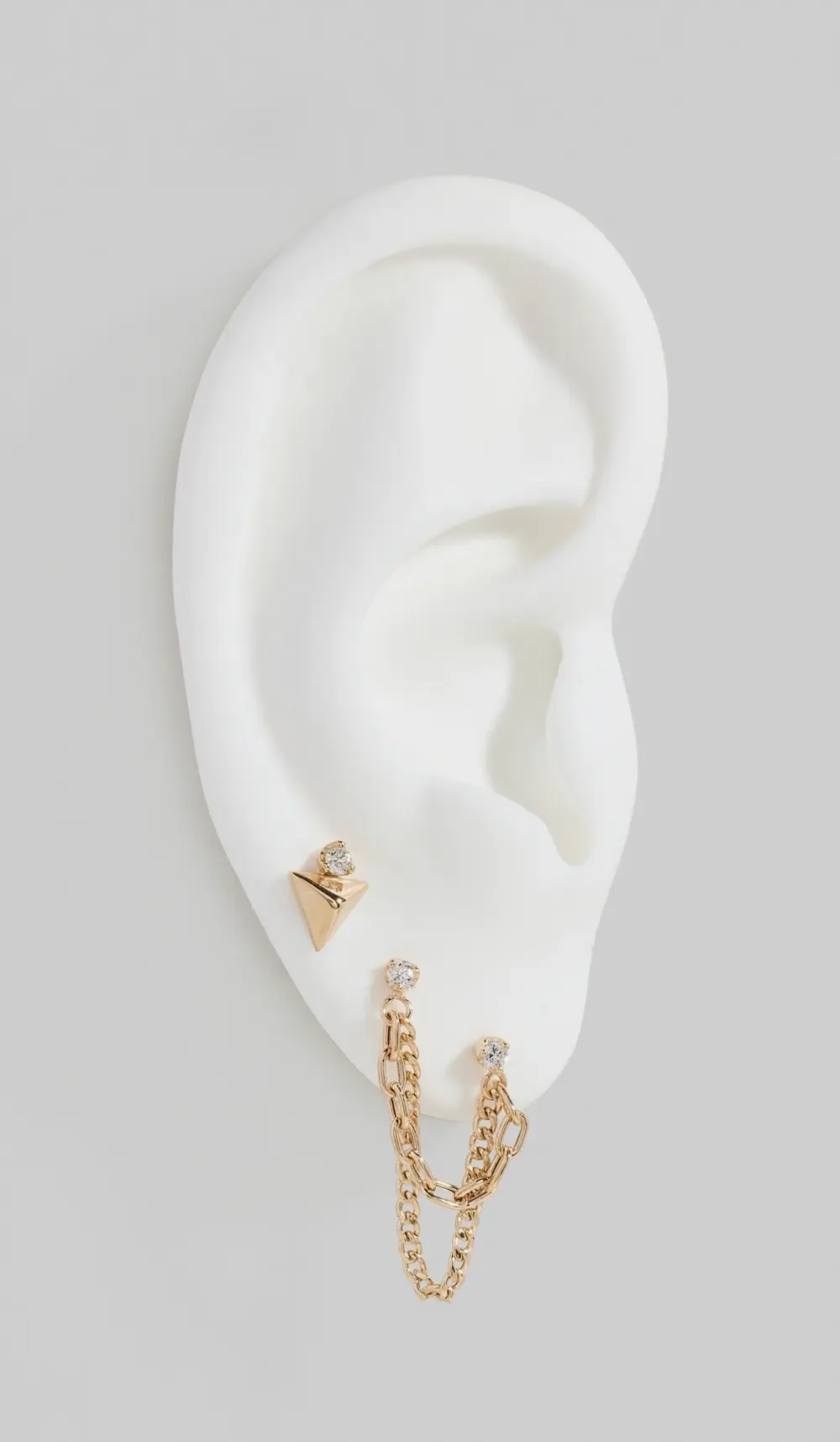 Zoe Chicco 14k 2mm Diamonds with 2 Hanging Chains Earring