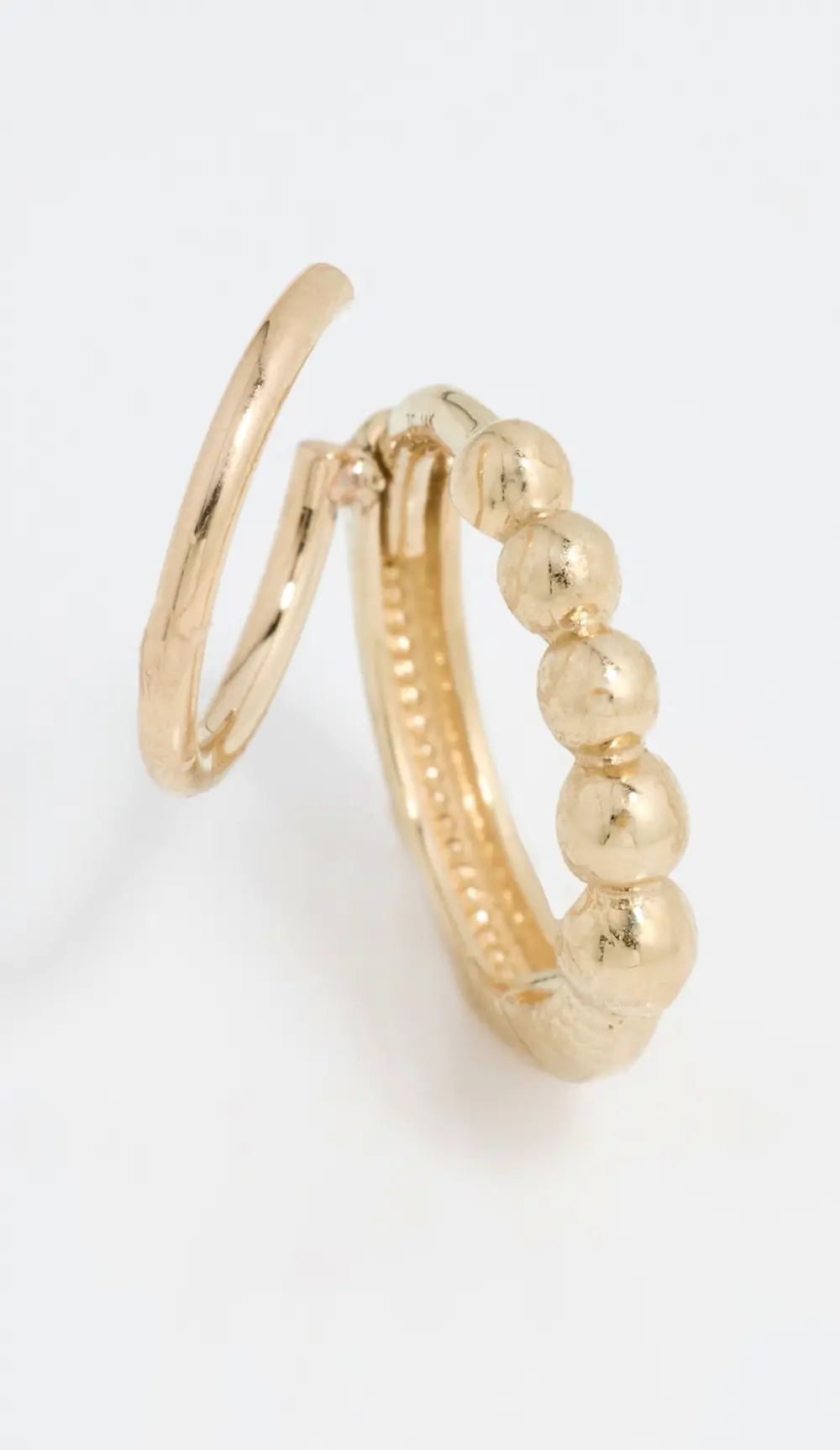 Zoe Chicco 14k Gold Beaded Hinged Huggie Double Hoop Illusion Earrings