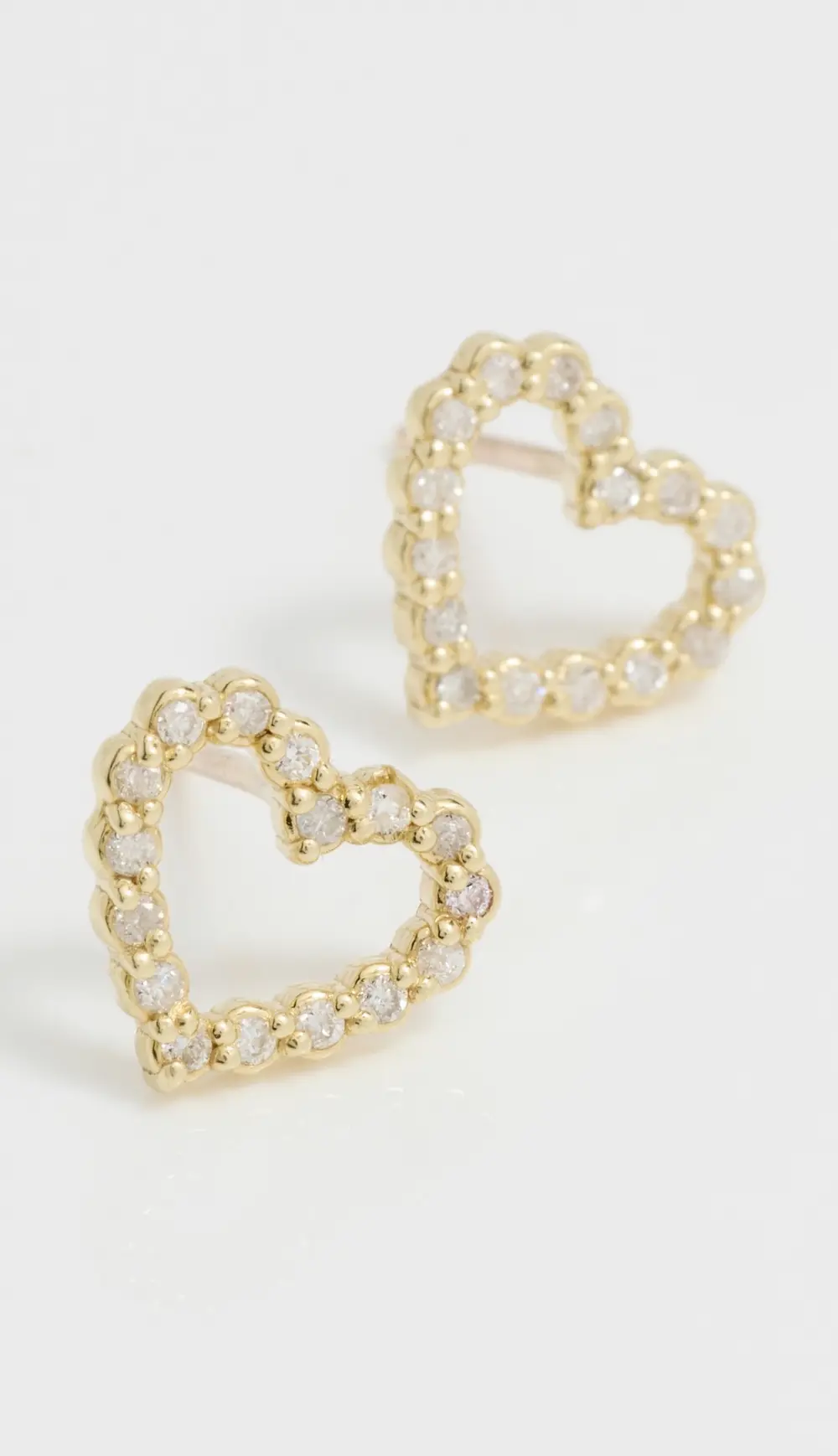 Jennifer Meyer Jewelry 18k Mini Bezel Open Heart Studs