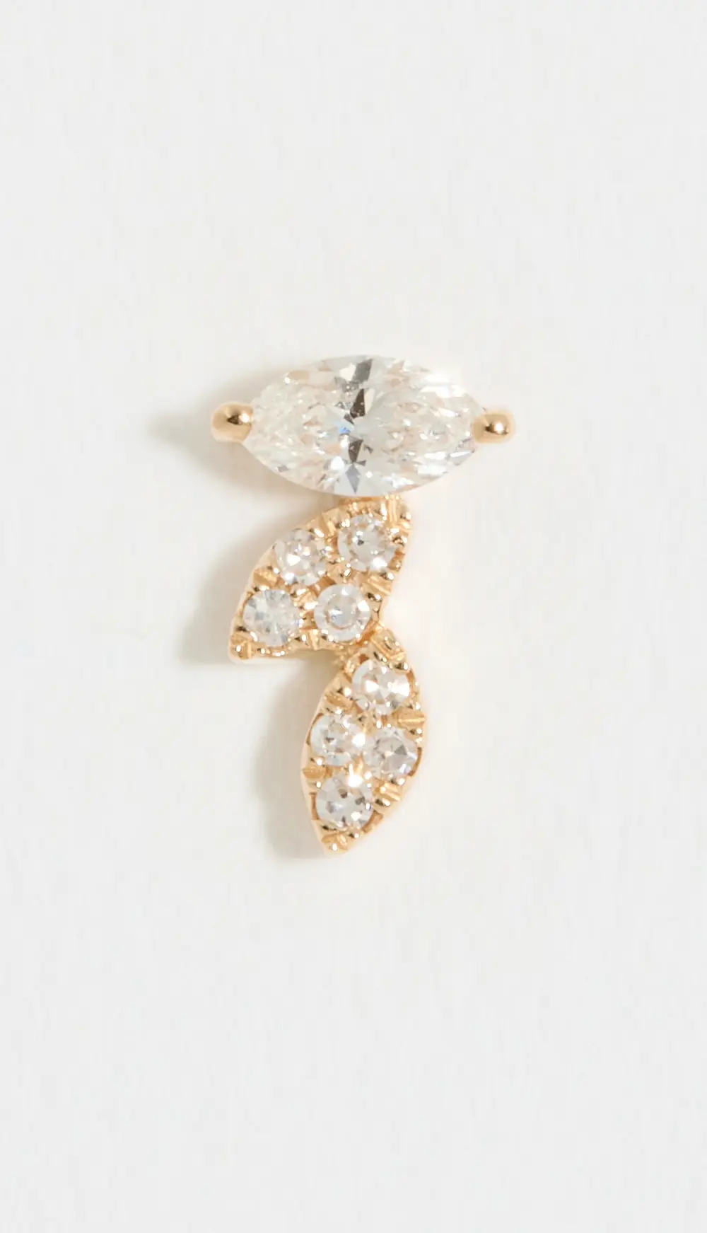 EF Collection 14k Single Triple Marquise Stud Earring