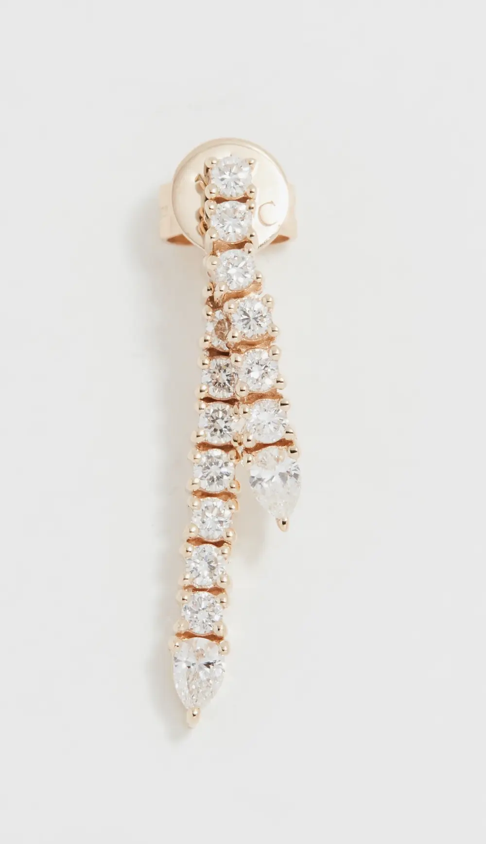 EF Collection Diamond Teardrop Fringe Single Earring