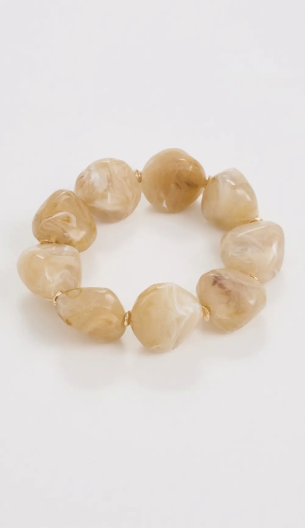 By Adina Eden Neutral Stone Beaded Stretch Bracelet