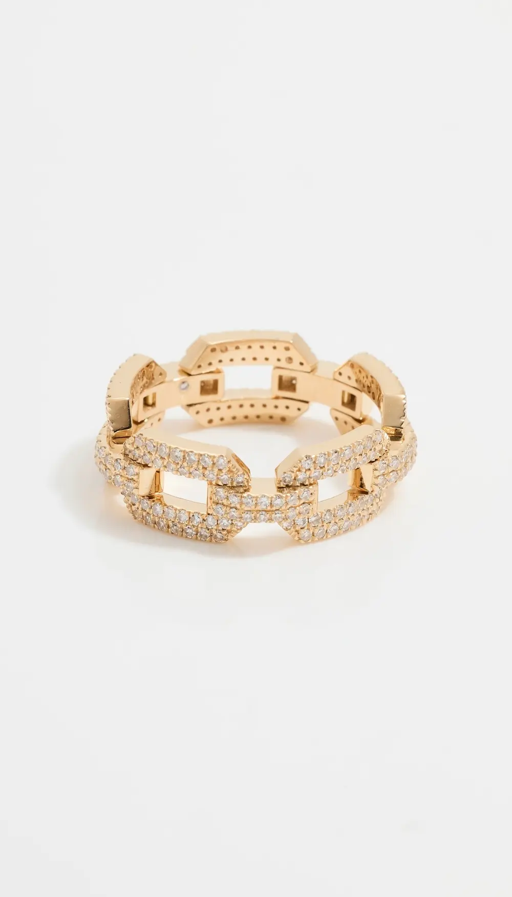 SHAY 18k Diamond Pave Geo Flat Link Ring