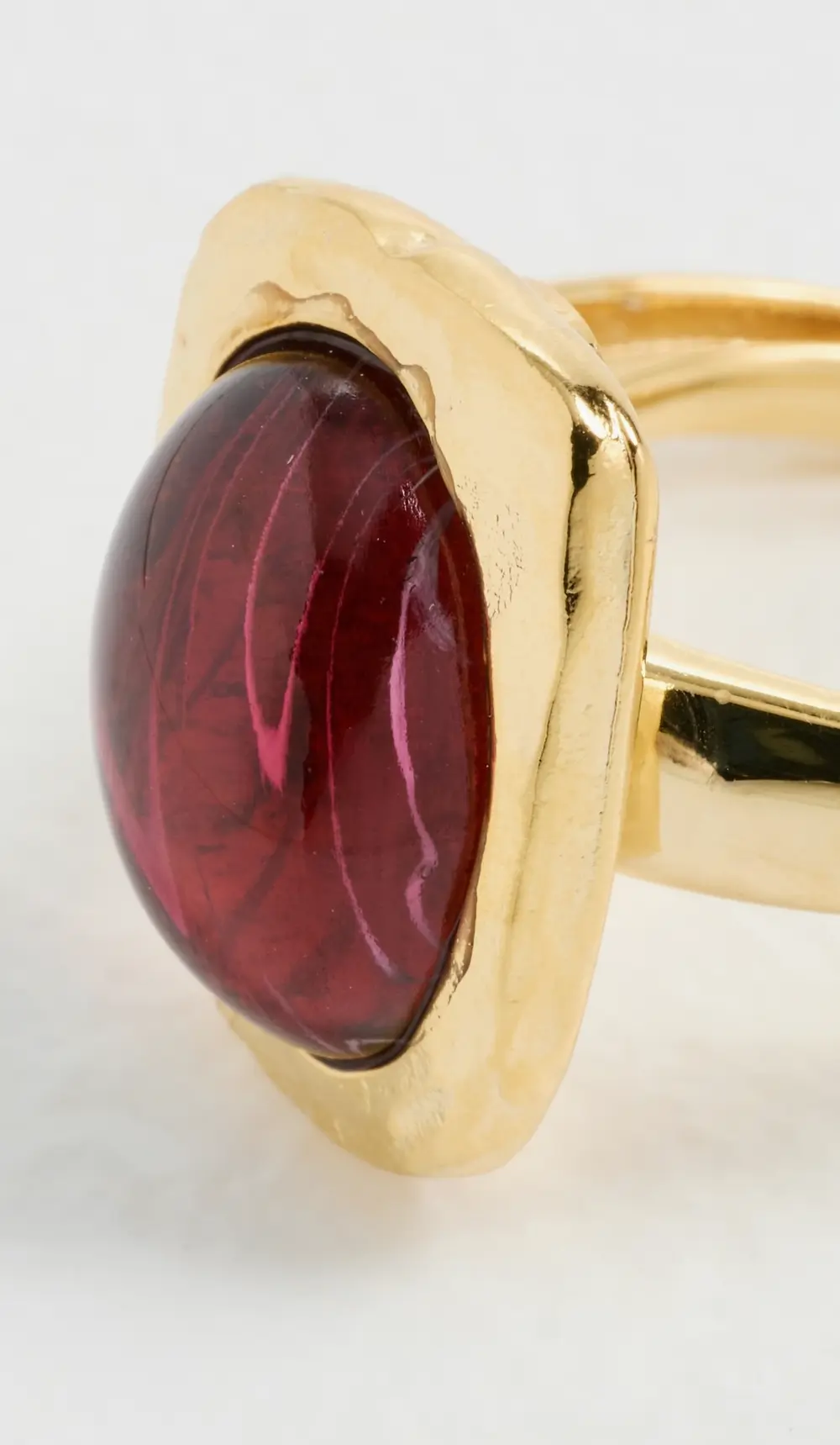 Kenneth Jay Lane Gold with Center Oval Flaw Ruby Ring