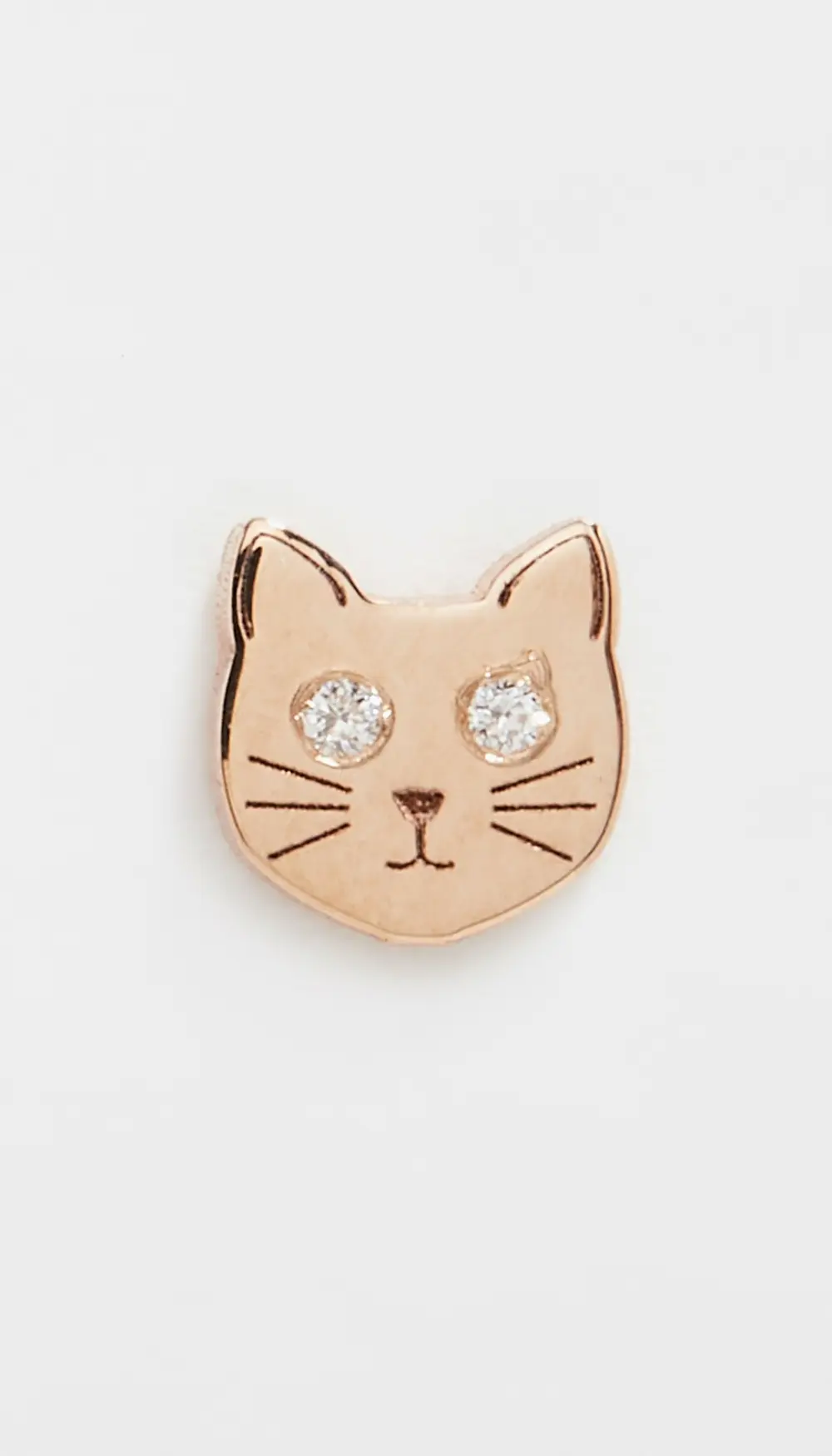Zoe Chicco 14k Single Itty Bitty Cat with Diamond Eyes Stud Earring