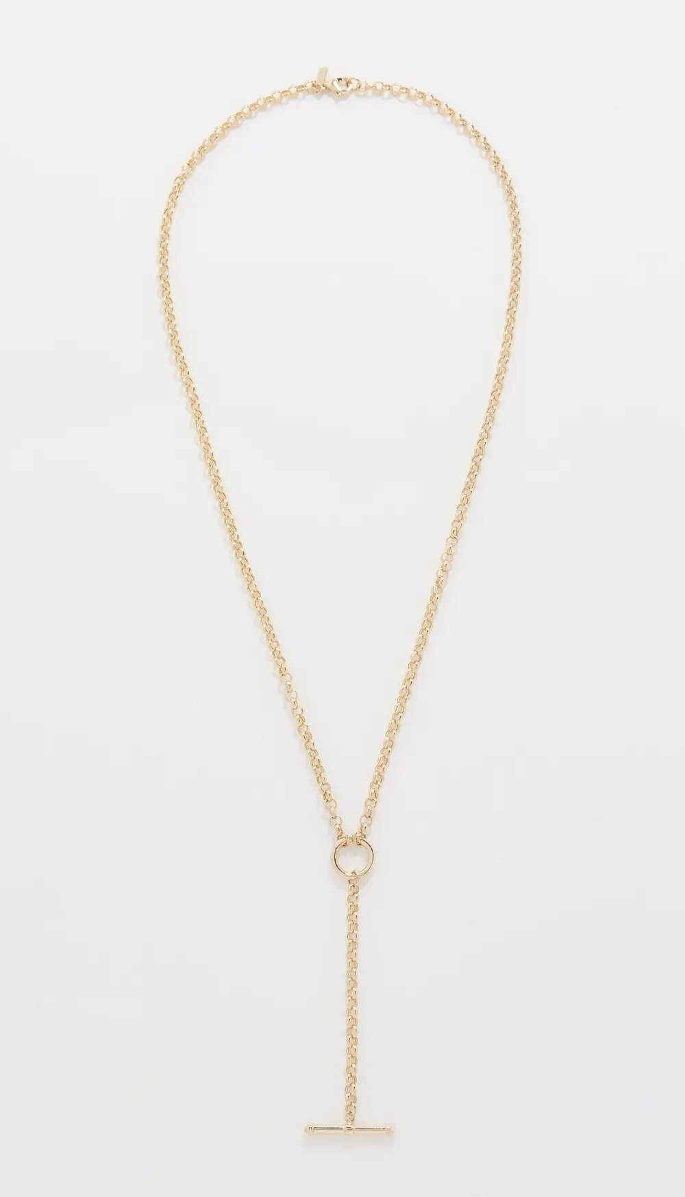 EF Collection 14k Rolo Chain Enhanced Lariat Necklace