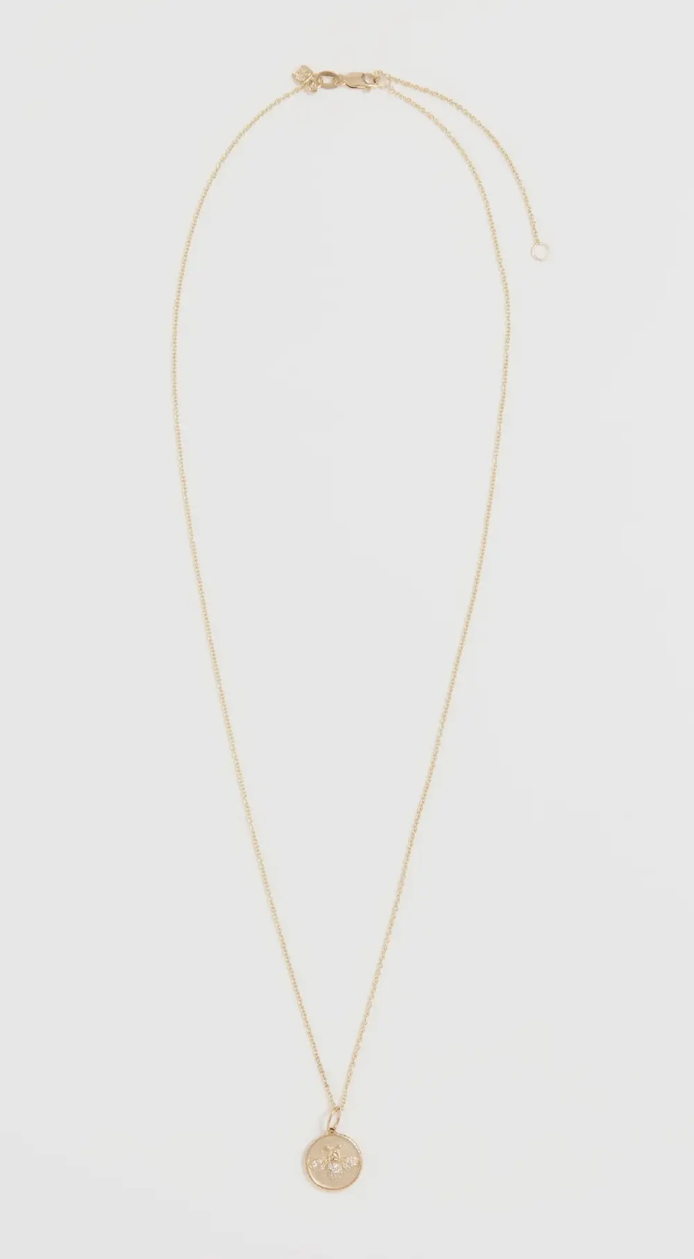 Sydney Evan 14k Tiny Pave Bee Coin Charm Necklace
