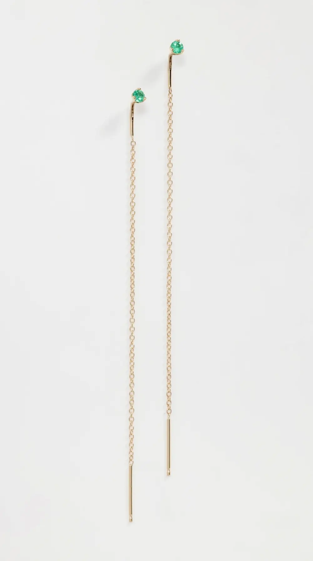 Zoe Chicco 14k Gold Prong Set Emerald Threader Earrings