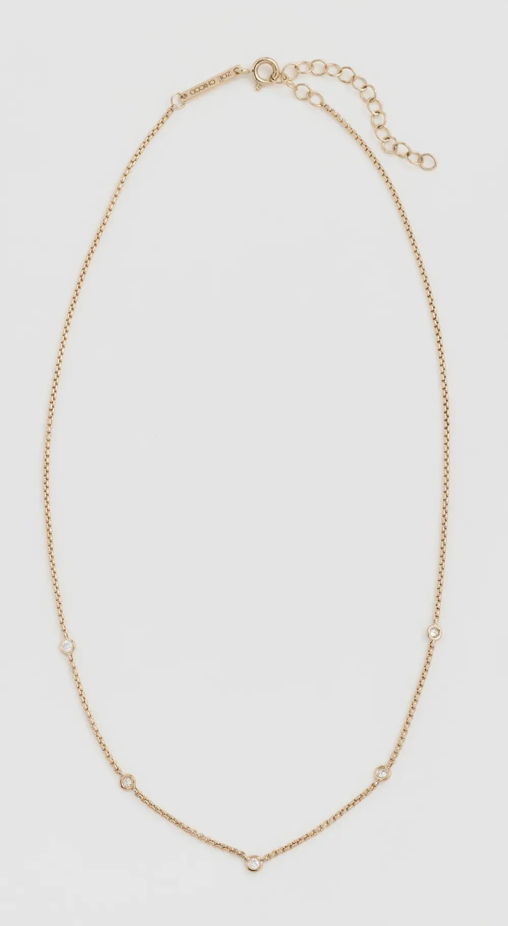Zoe Chicco 14k Gold Floating Diamond Box Chain Necklace