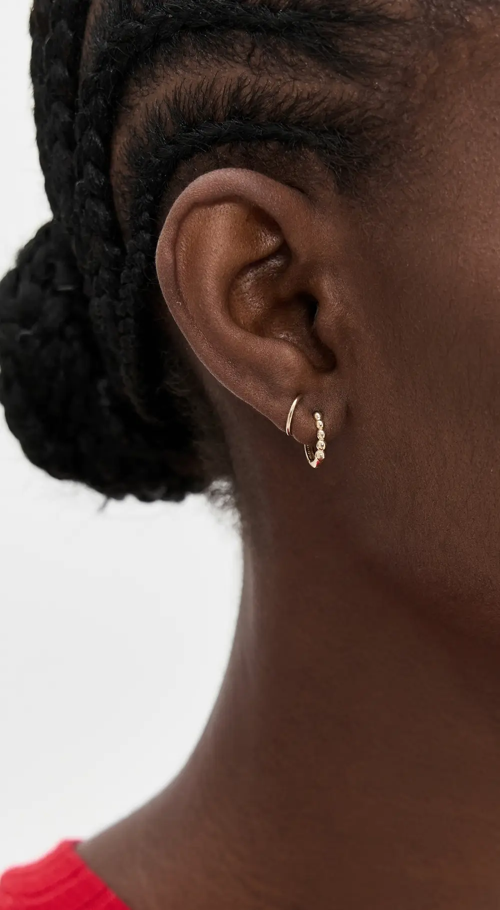 Zoe Chicco 14k Gold Beaded Hinged Huggie Double Hoop Illusion Earrings