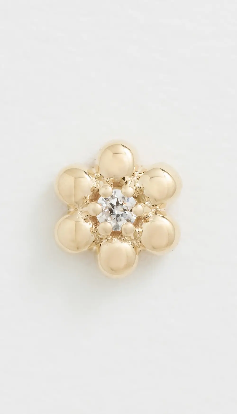 Zoe Chicco 14k Gold Tiny Bead Flower with Diamond Single Stud Earring