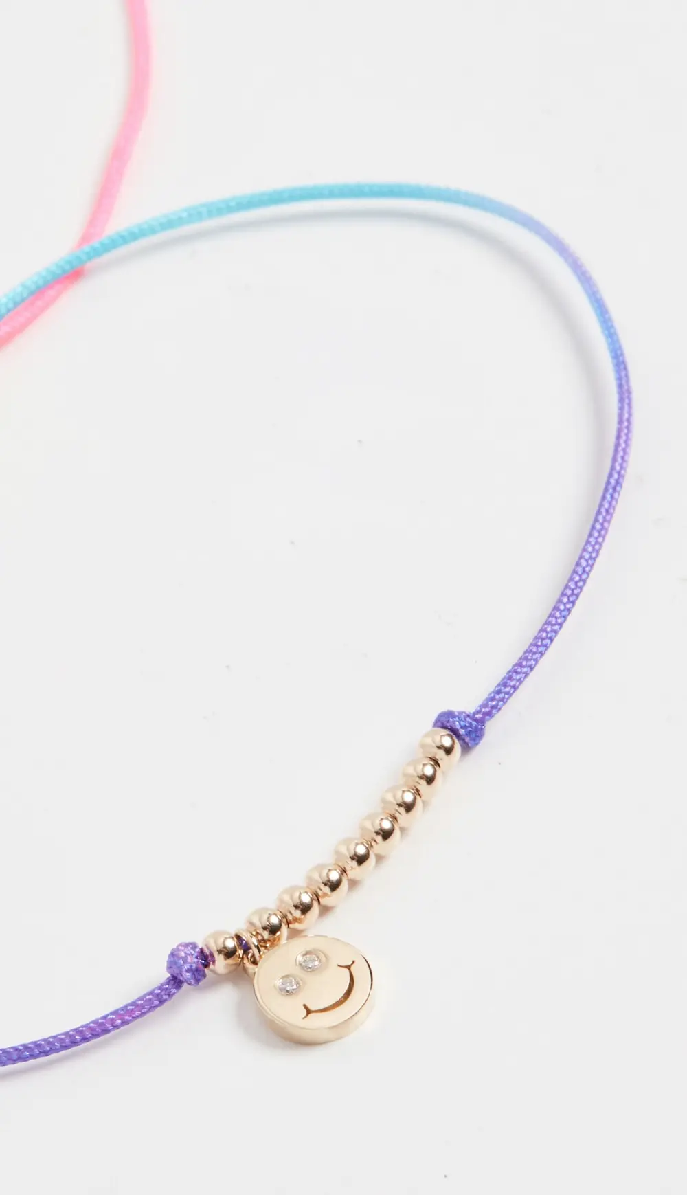 Sydney Evan Double Stone Happy Face Cord Bracelet