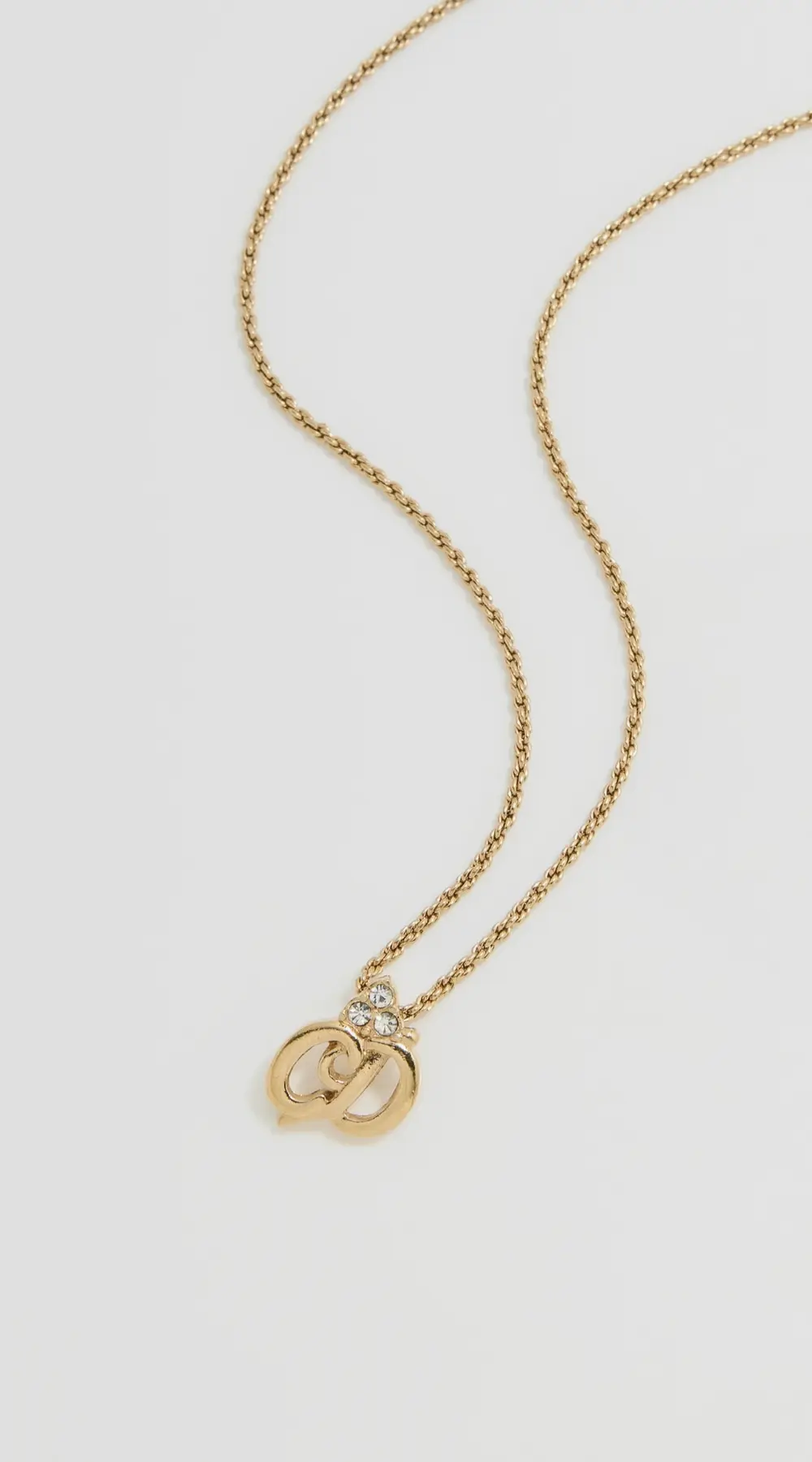 What Goes Around Comes Around Dior Gold Crystal CD Necklace