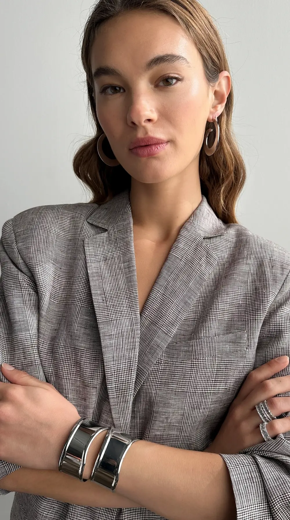 By Adina Eden Indented Curved Wide Bangle Bracelet