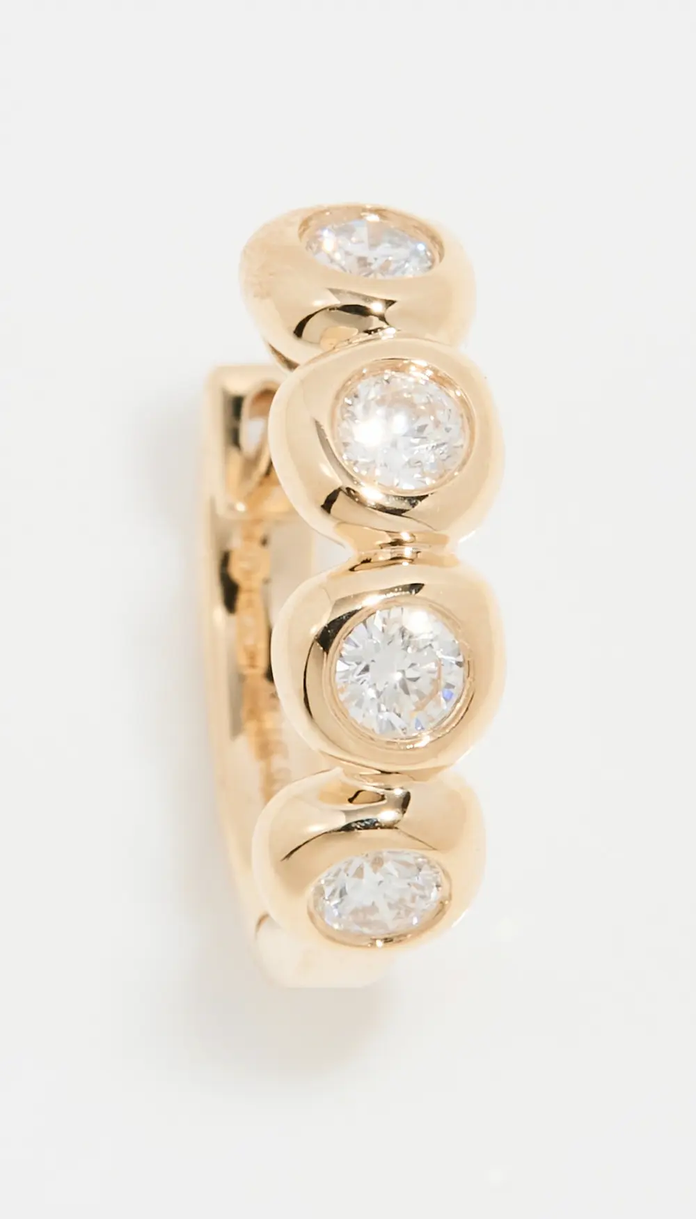 EF Collection 14k Single Diamond Pillow Huggie Earring