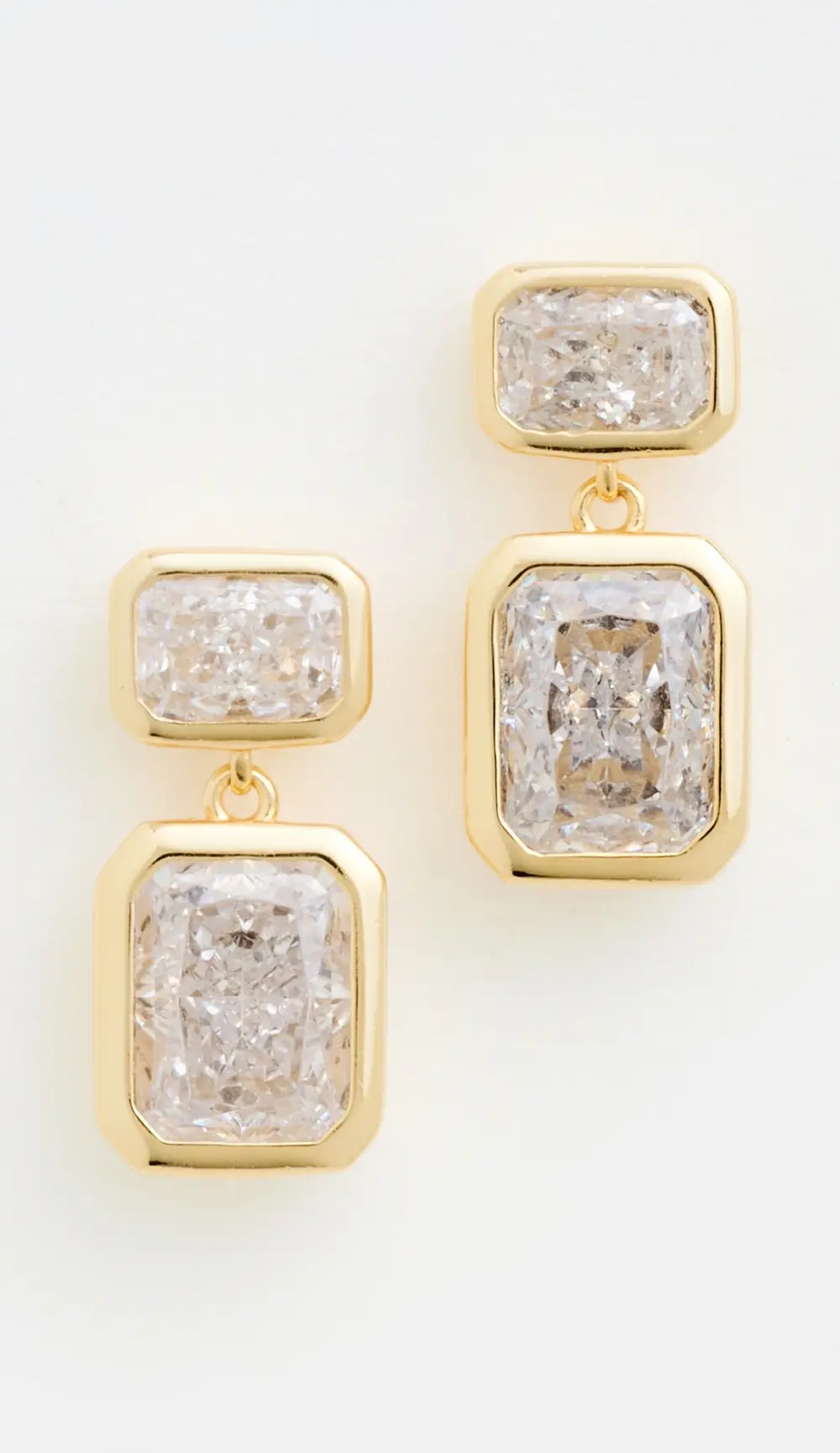 SHASHI Emerald Baguette Drop Earrings