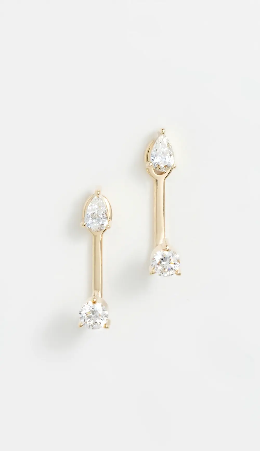 EF Collection 14k Gold Diamond Pear and Oval Stud Earrings