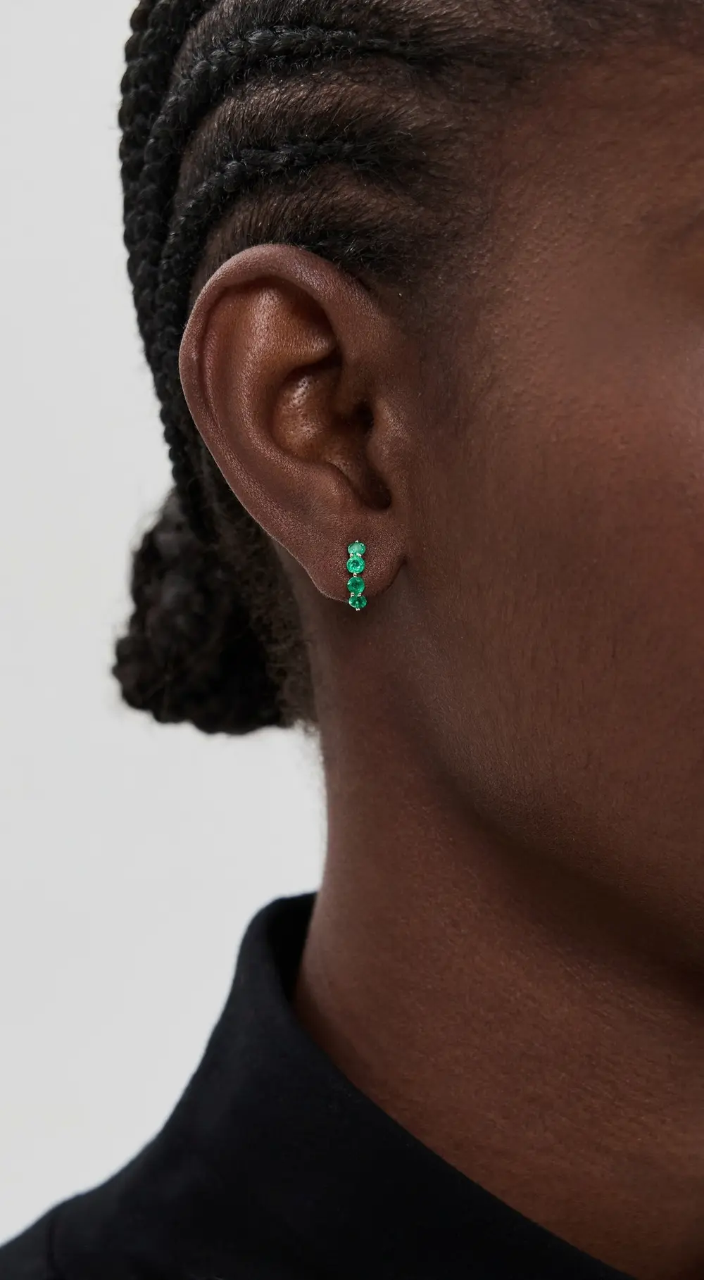 EF Collection 14k Gold Jumbo Prong Set Emerald Mini Huggies