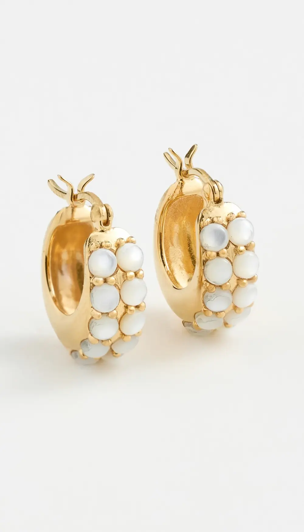 Gwen Beloti Dome Hoops with Pearl Accents