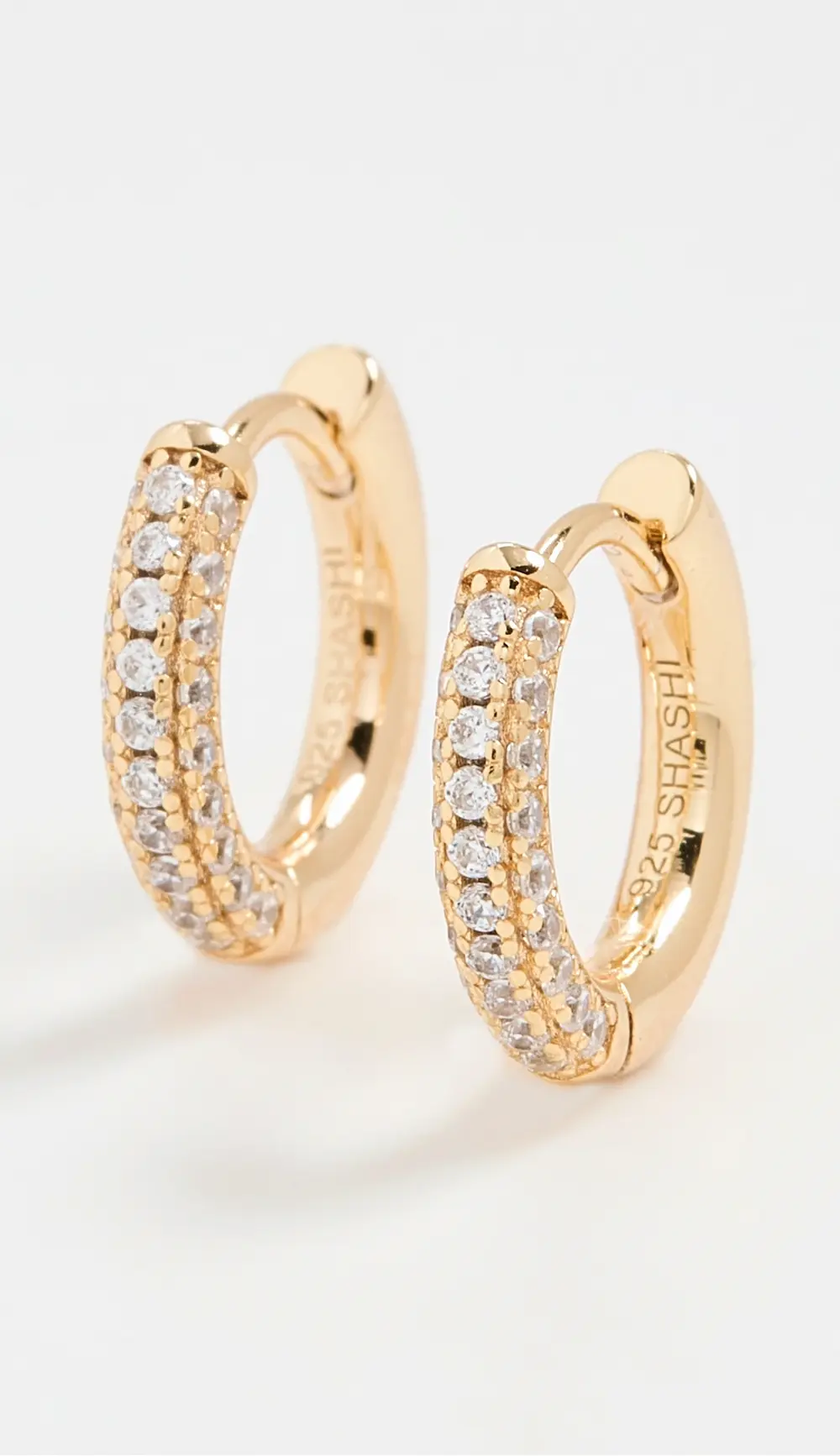 SHASHI 18k Pave Huggies
