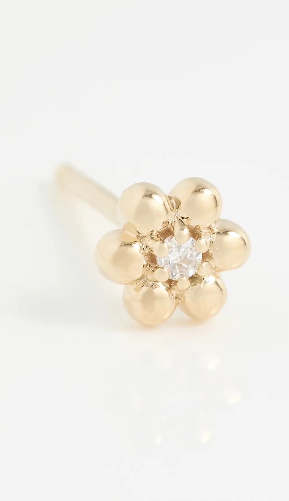 Zoe Chicco 14k Gold Tiny Bead Flower with Diamond Single Stud Earring