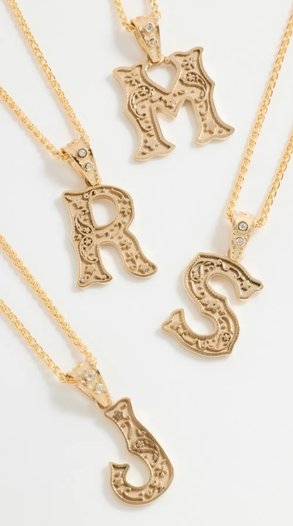 Marlo Laz Mini SW Alphabet Charm on Wheat Chain Necklace