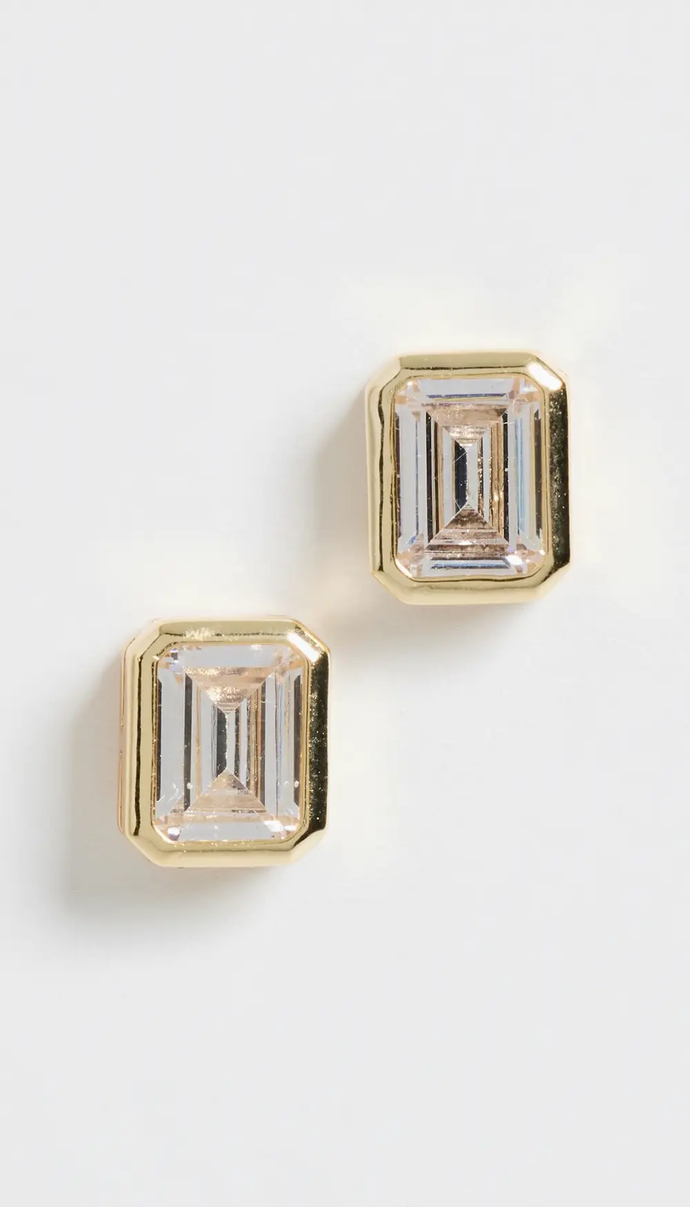 SHASHI Emerald Baguette Studs