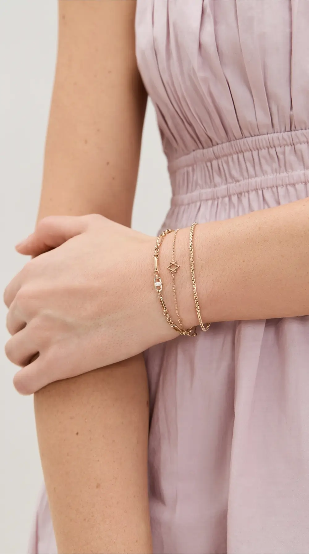Zoe Chicco 14k Gold Midi Bitty Star of David Bracelet